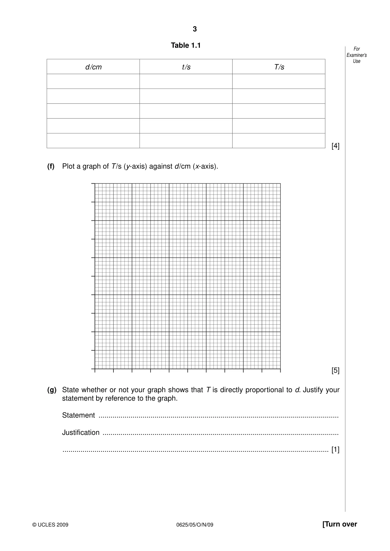 Cambridge IGCSE Physics 0625 2009 Oct/Nov Paper 5 · Variant 1 question paper, page 3 of 12