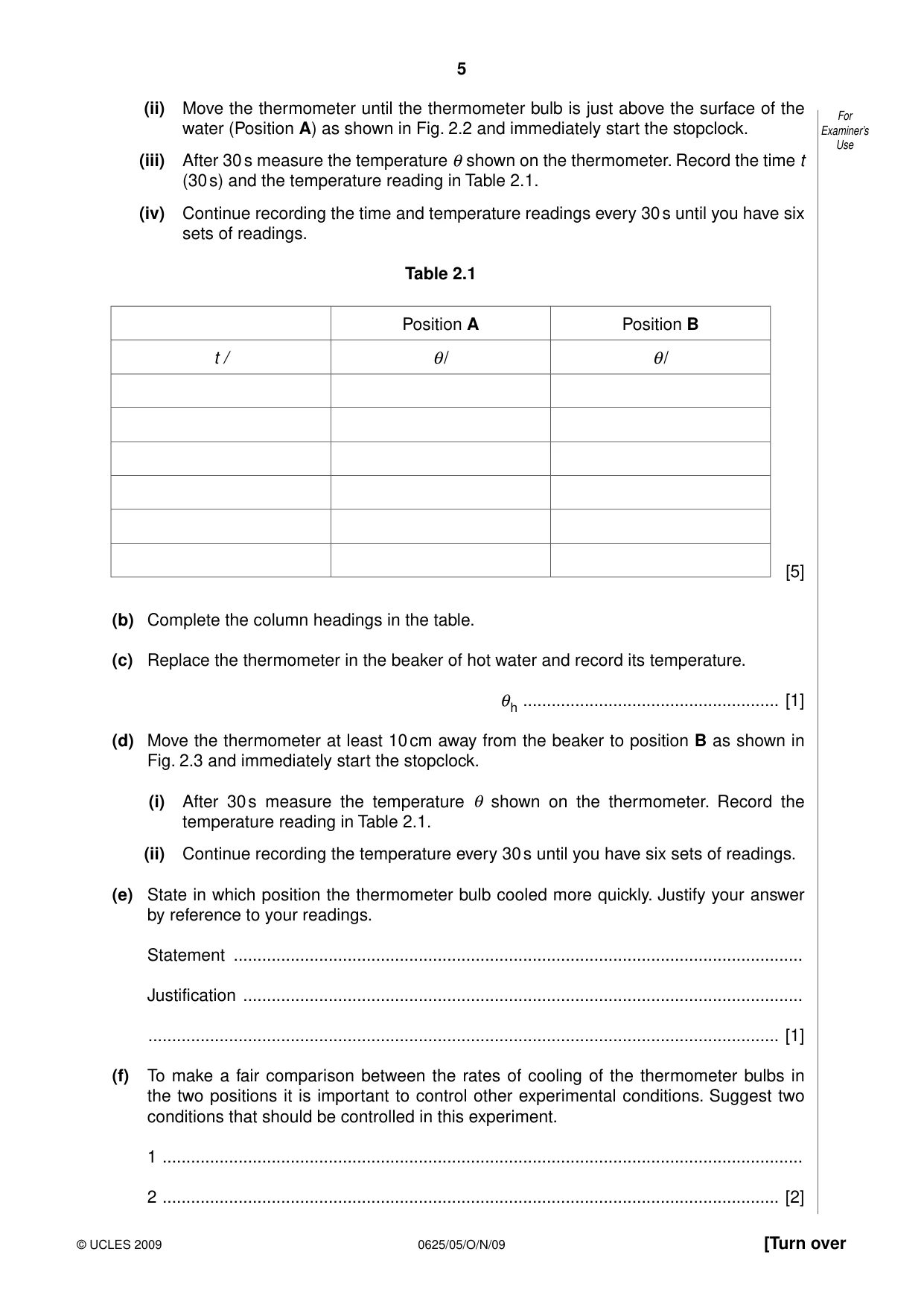 Cambridge IGCSE Physics 0625 2009 Oct/Nov Paper 5 · Variant 1 question paper, page 5 of 12