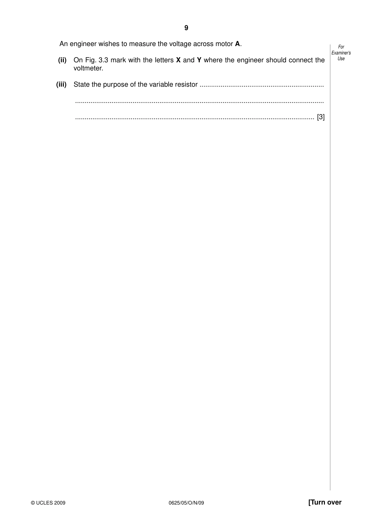 Cambridge IGCSE Physics 0625 2009 Oct/Nov Paper 5 · Variant 1 question paper, page 9 of 12