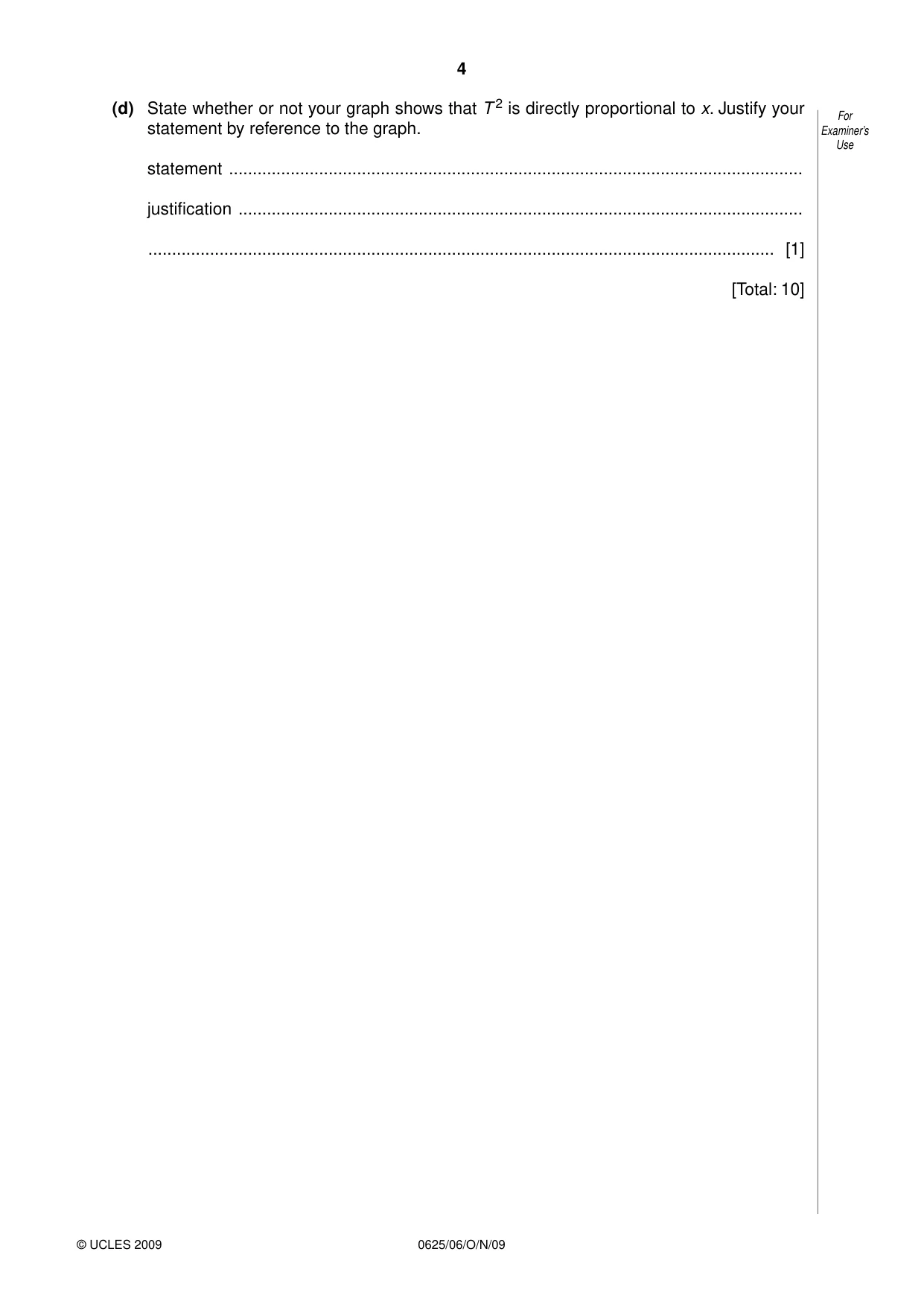 Cambridge IGCSE Physics 0625 2009 Oct/Nov Paper 6 · Variant 1 question paper, page 4 of 16