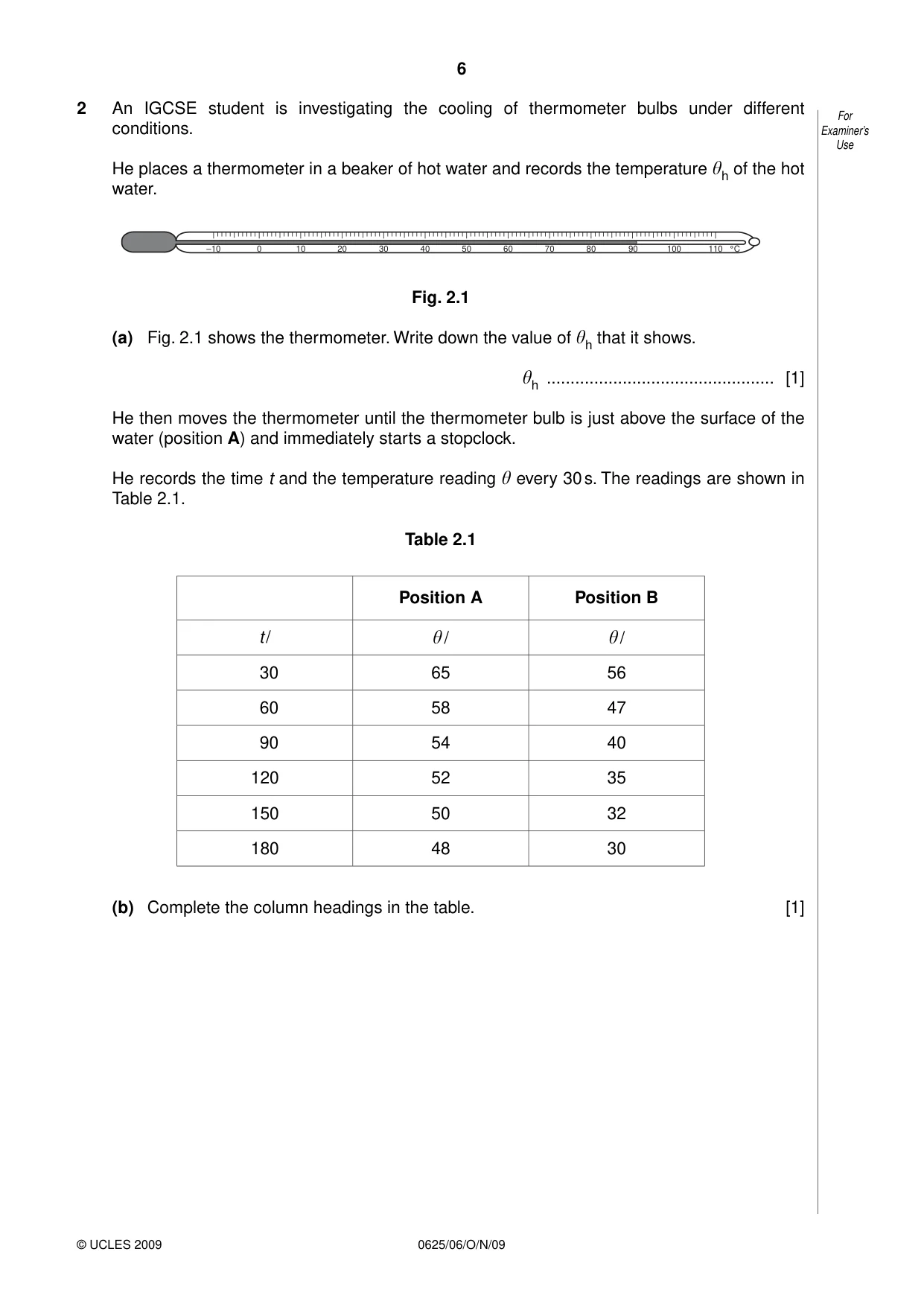 Cambridge IGCSE Physics 0625 2009 Oct/Nov Paper 6 · Variant 1 question paper, page 6 of 16
