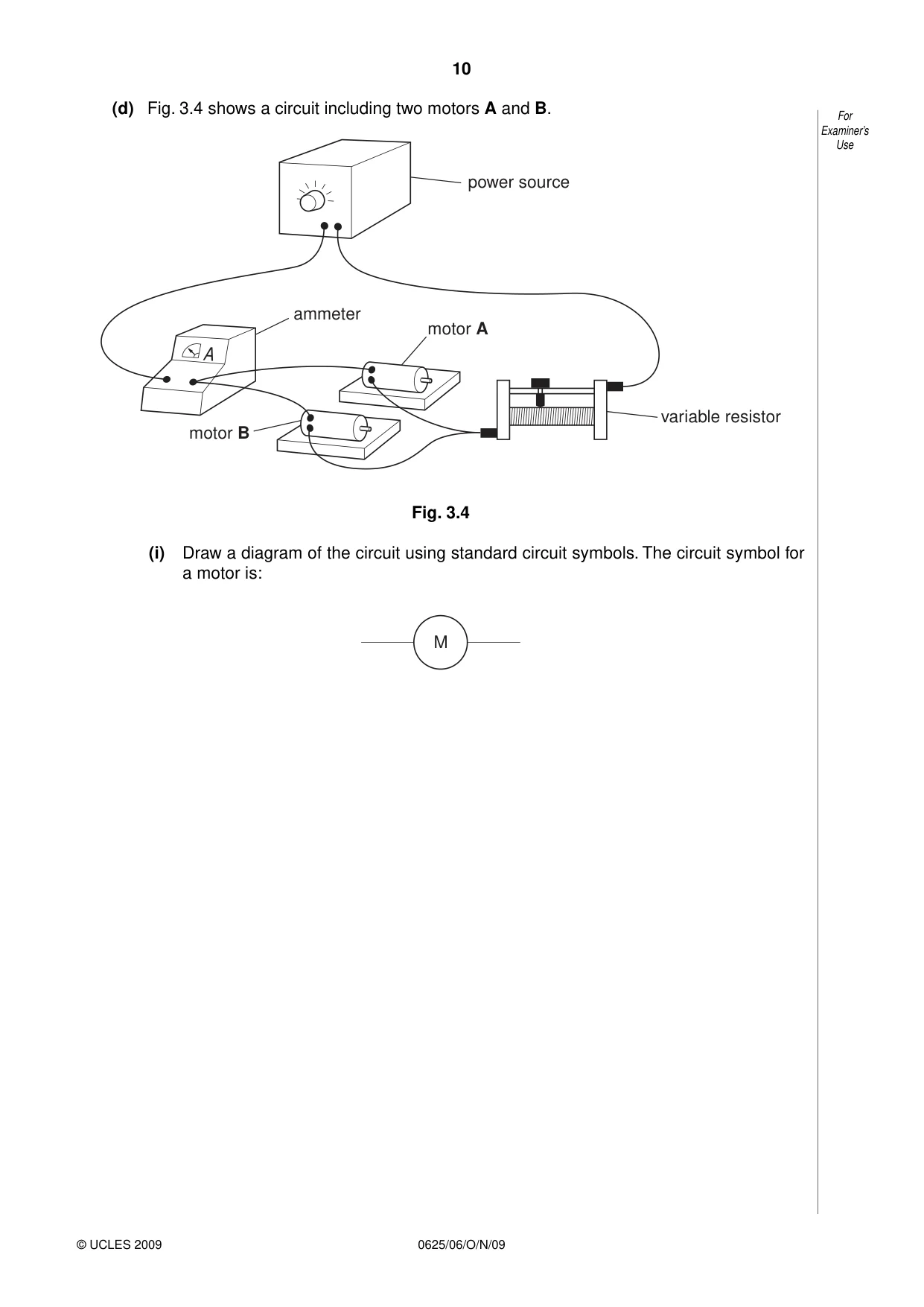 Cambridge IGCSE Physics 0625 2009 Oct/Nov Paper 6 · Variant 1 question paper, page 10 of 16