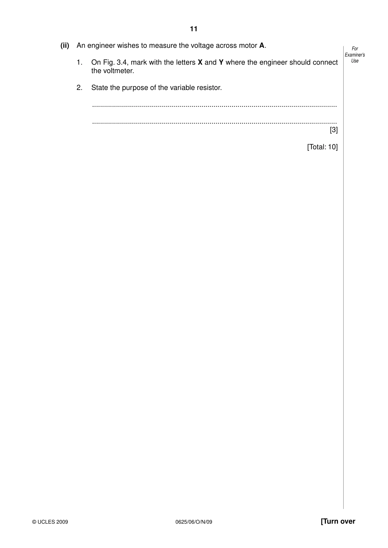 Cambridge IGCSE Physics 0625 2009 Oct/Nov Paper 6 · Variant 1 question paper, page 11 of 16