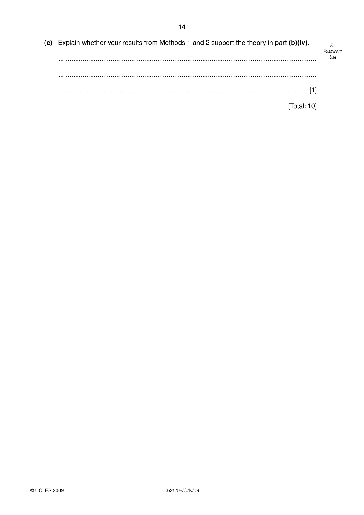 Cambridge IGCSE Physics 0625 2009 Oct/Nov Paper 6 · Variant 1 question paper, page 14 of 16