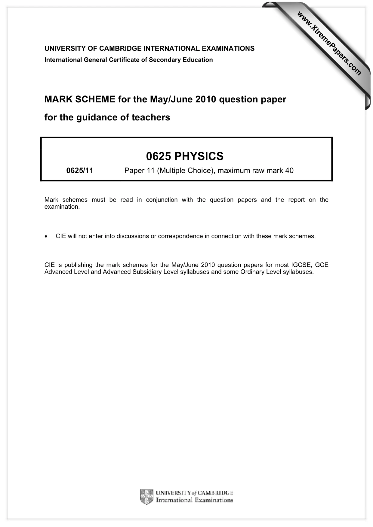 Mark scheme, page 1 of 2