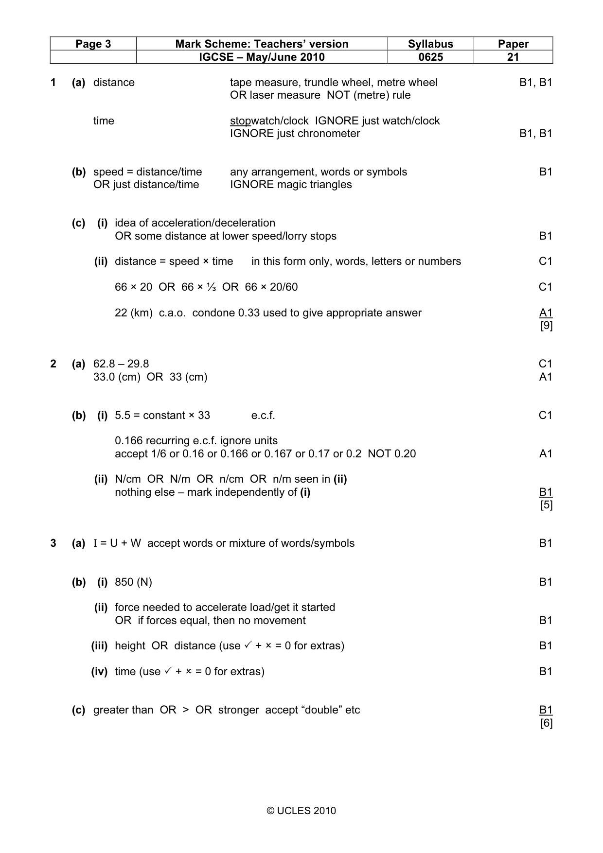 Mark scheme, page 3 of 6