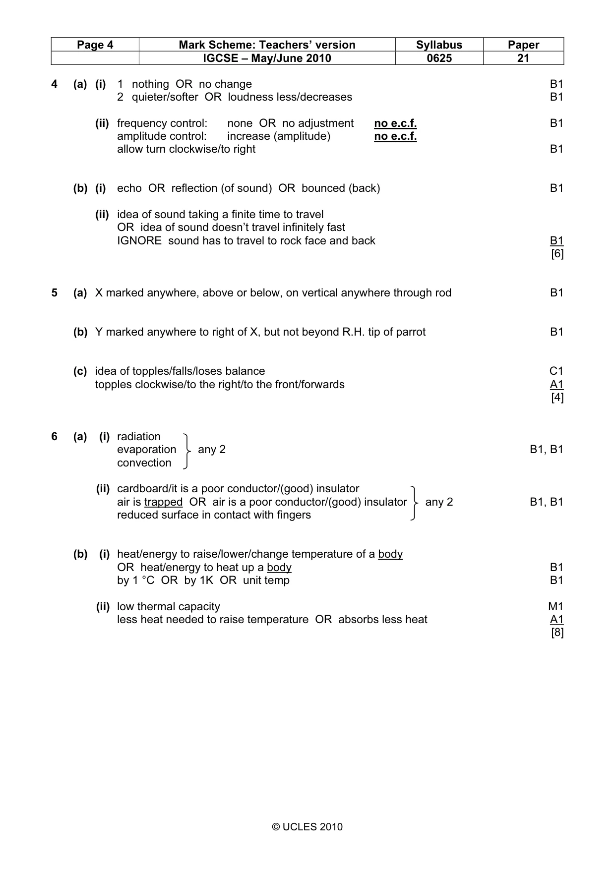 Mark scheme, page 4 of 6