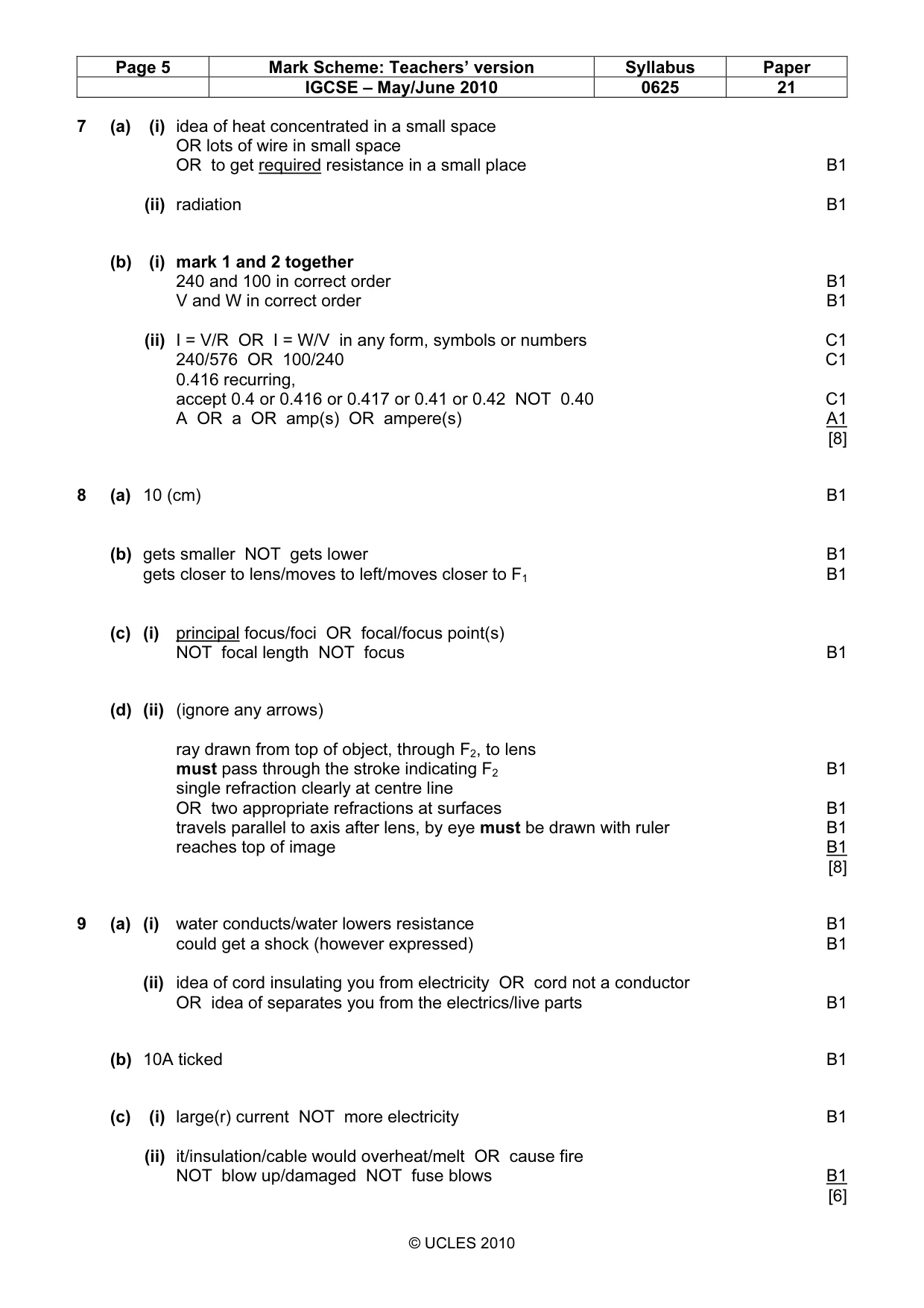 Mark scheme, page 5 of 6