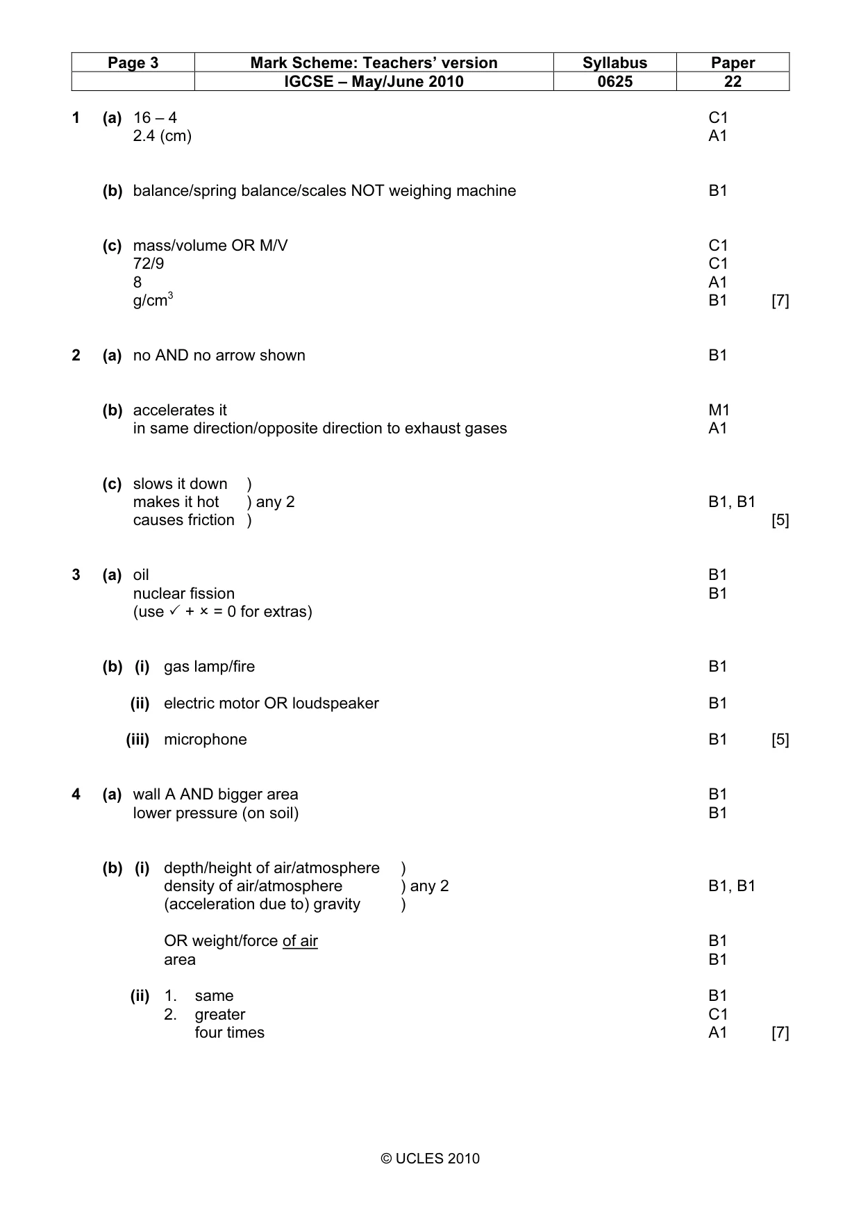 Mark scheme, page 3 of 6
