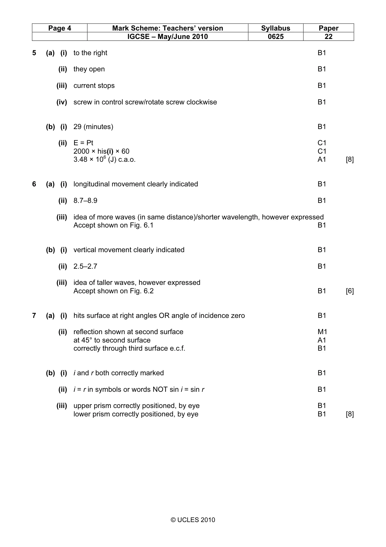 Mark scheme, page 4 of 6
