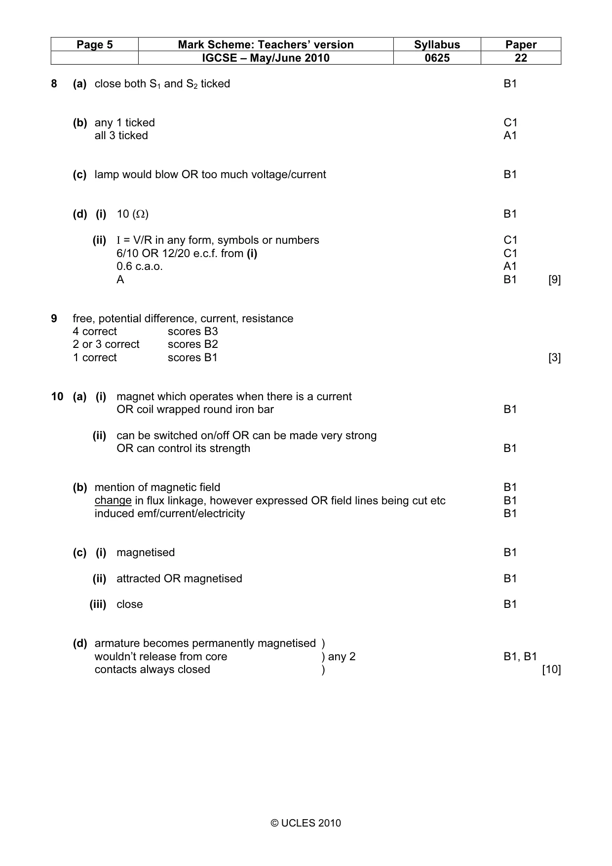 Mark scheme, page 5 of 6