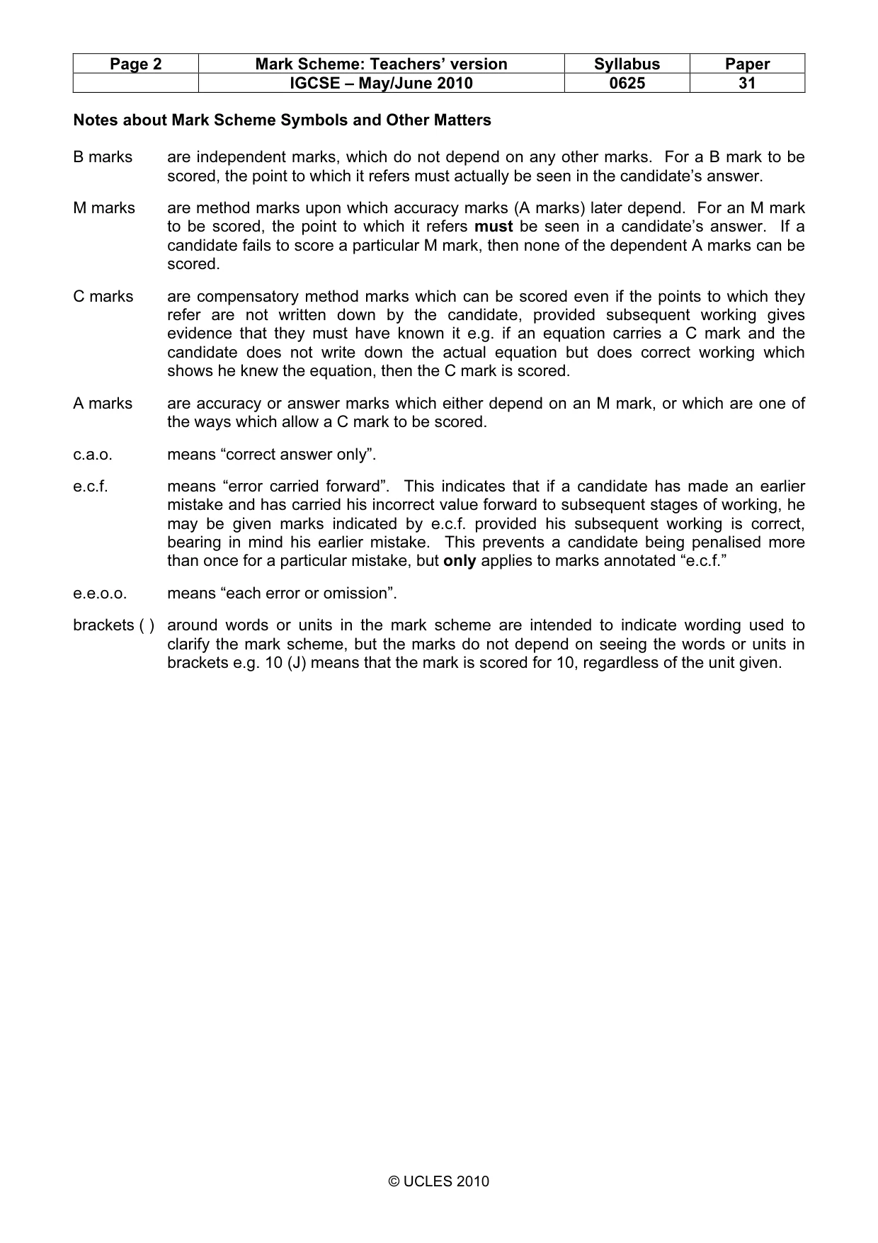 Mark scheme, page 2 of 7