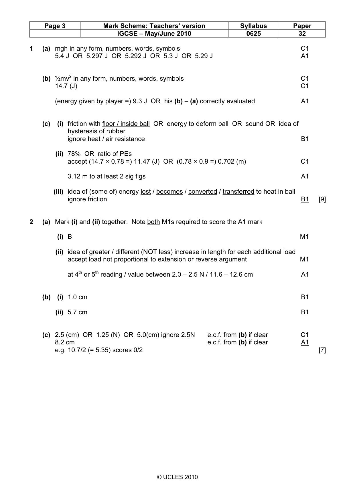 Mark scheme, page 3 of 7