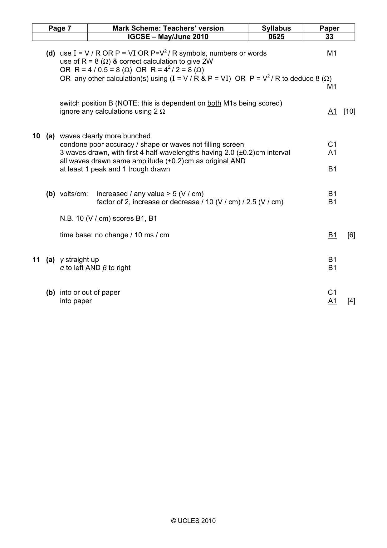 Mark scheme, page 7 of 7