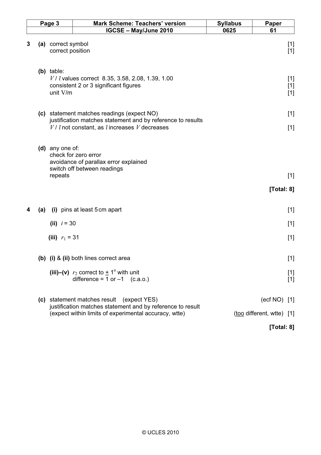 Mark scheme, page 3 of 4