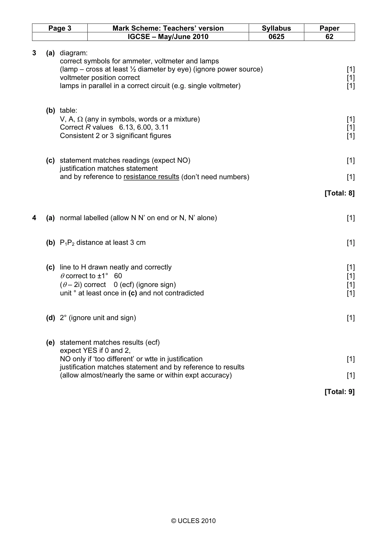 Mark scheme, page 3 of 4