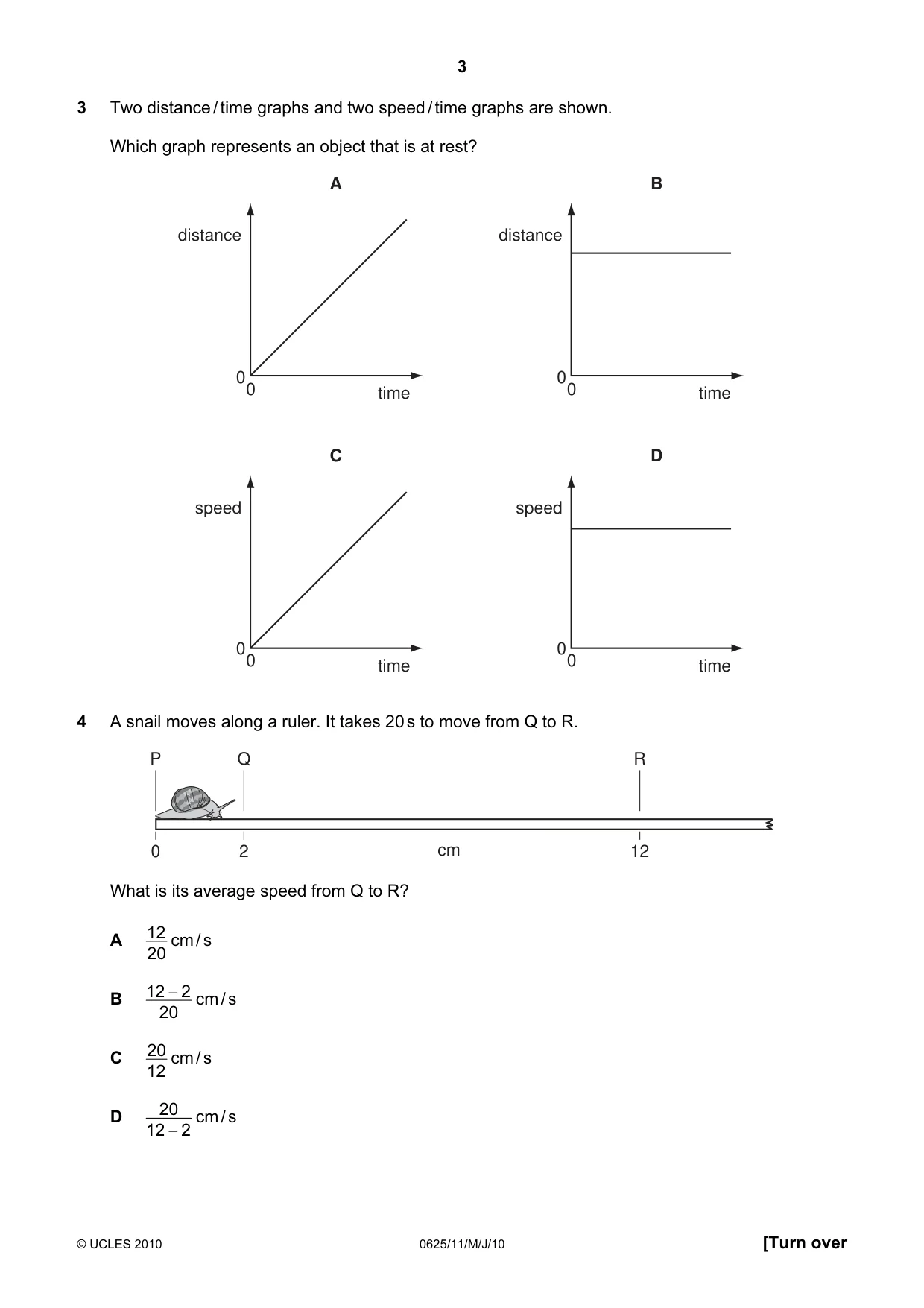 Cambridge IGCSE Physics 0625 2010 May/June Paper 1 · Variant 1 question paper, page 3 of 20