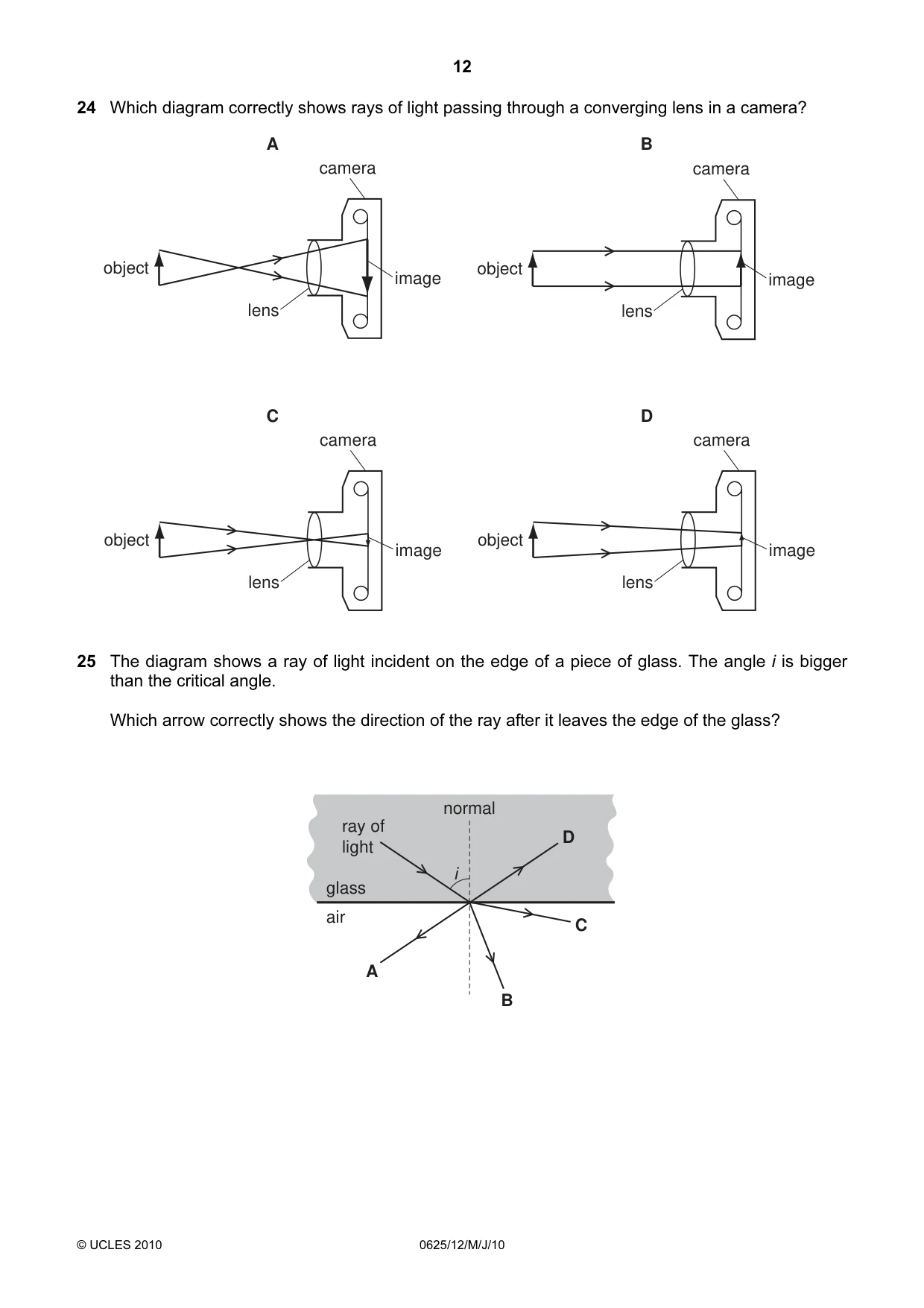 Cambridge IGCSE Physics 0625 2010 May/June Paper 1 · Variant 2 question paper, page 12 of 20