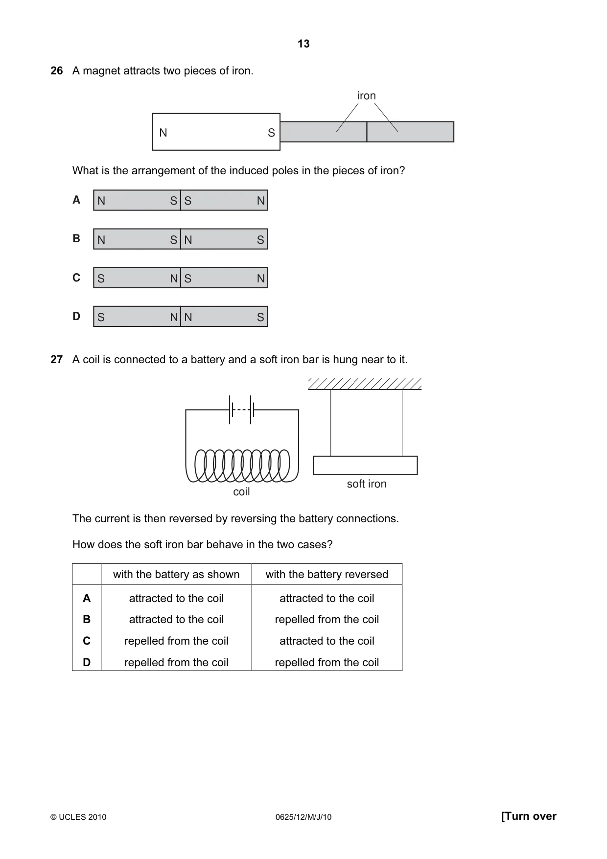 Cambridge IGCSE Physics 0625 2010 May/June Paper 1 · Variant 2 question paper, page 13 of 20
