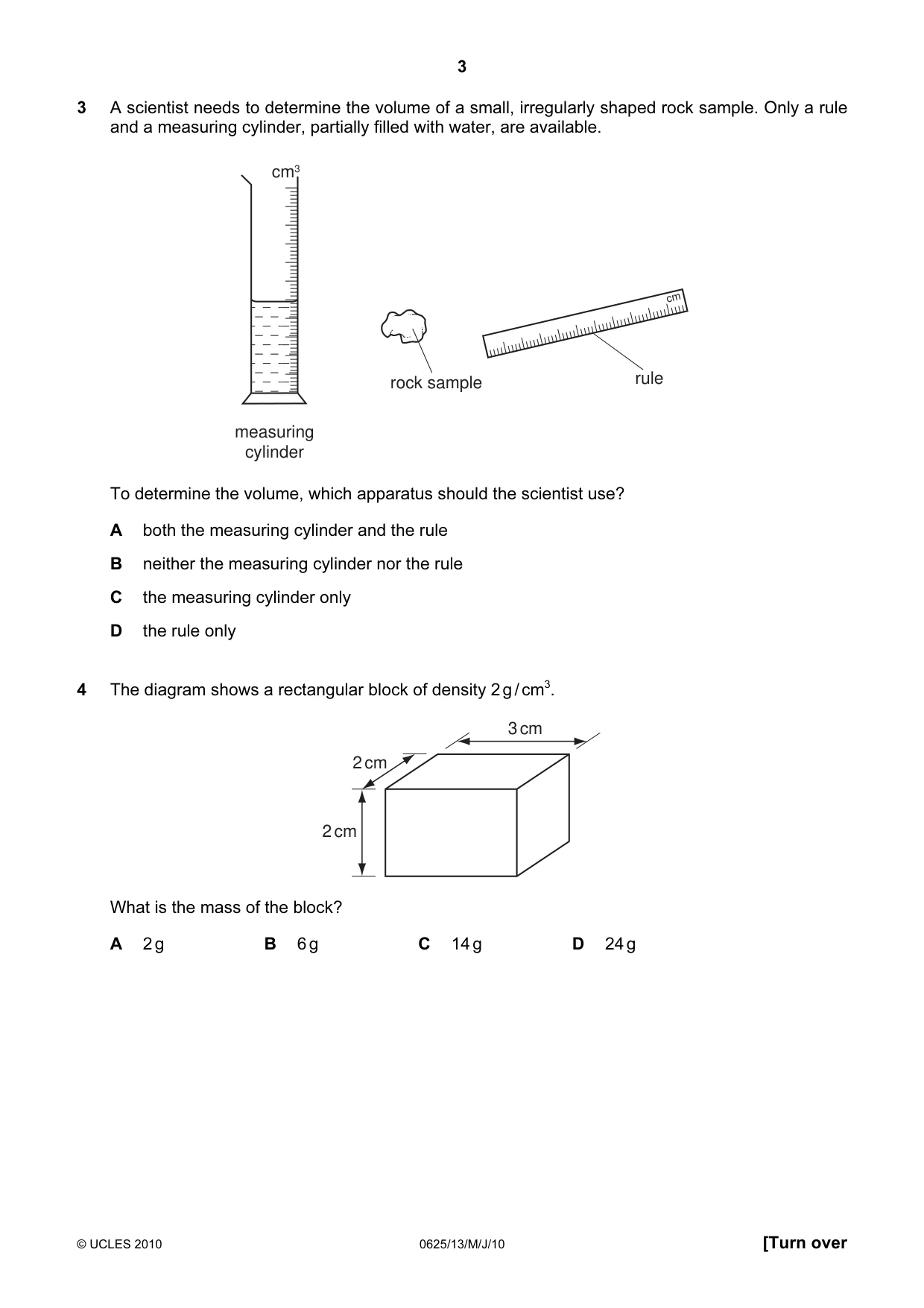 Cambridge IGCSE Physics 0625 2010 May/June Paper 1 · Variant 3 question paper, page 3 of 20