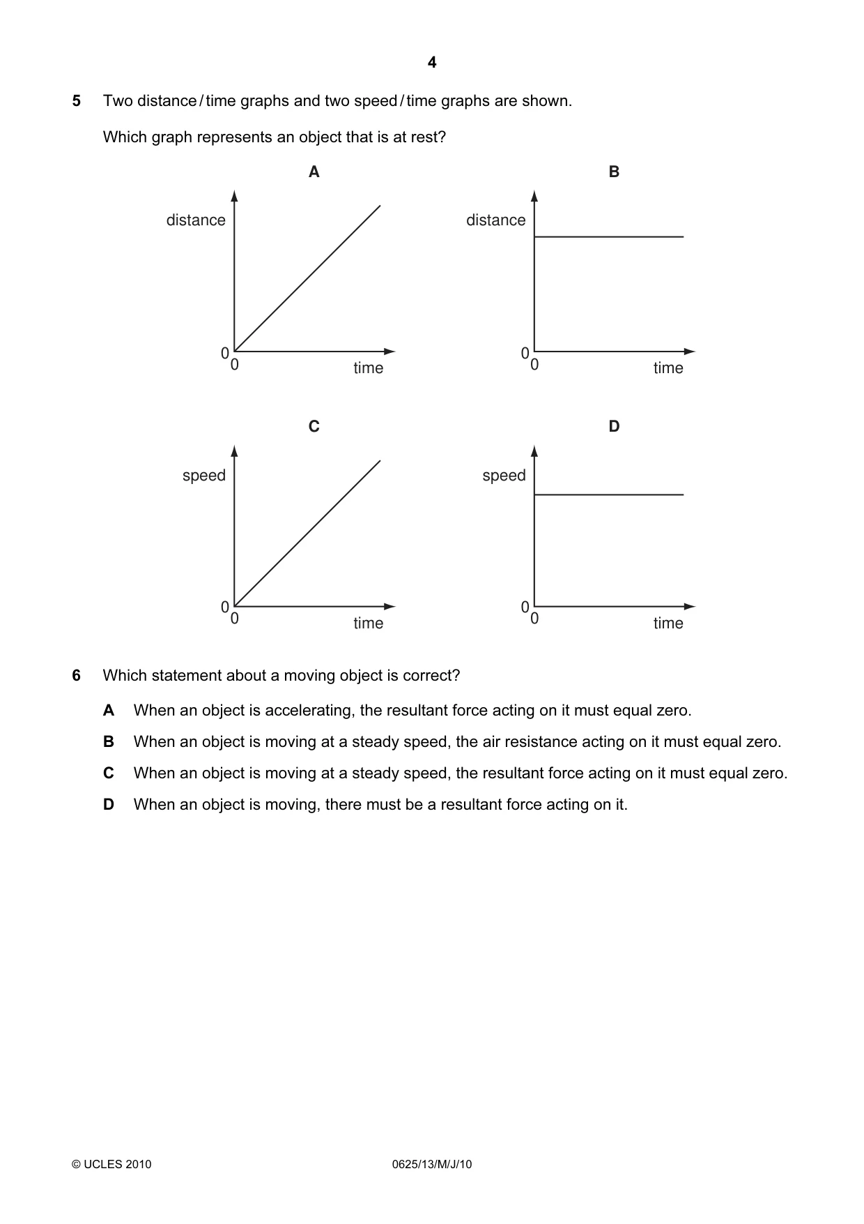 Cambridge IGCSE Physics 0625 2010 May/June Paper 1 · Variant 3 question paper, page 4 of 20