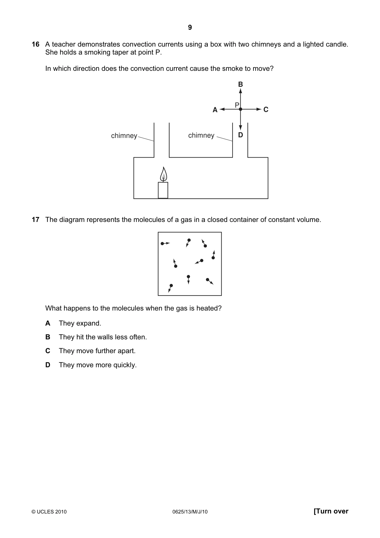 Cambridge IGCSE Physics 0625 2010 May/June Paper 1 · Variant 3 question paper, page 9 of 20