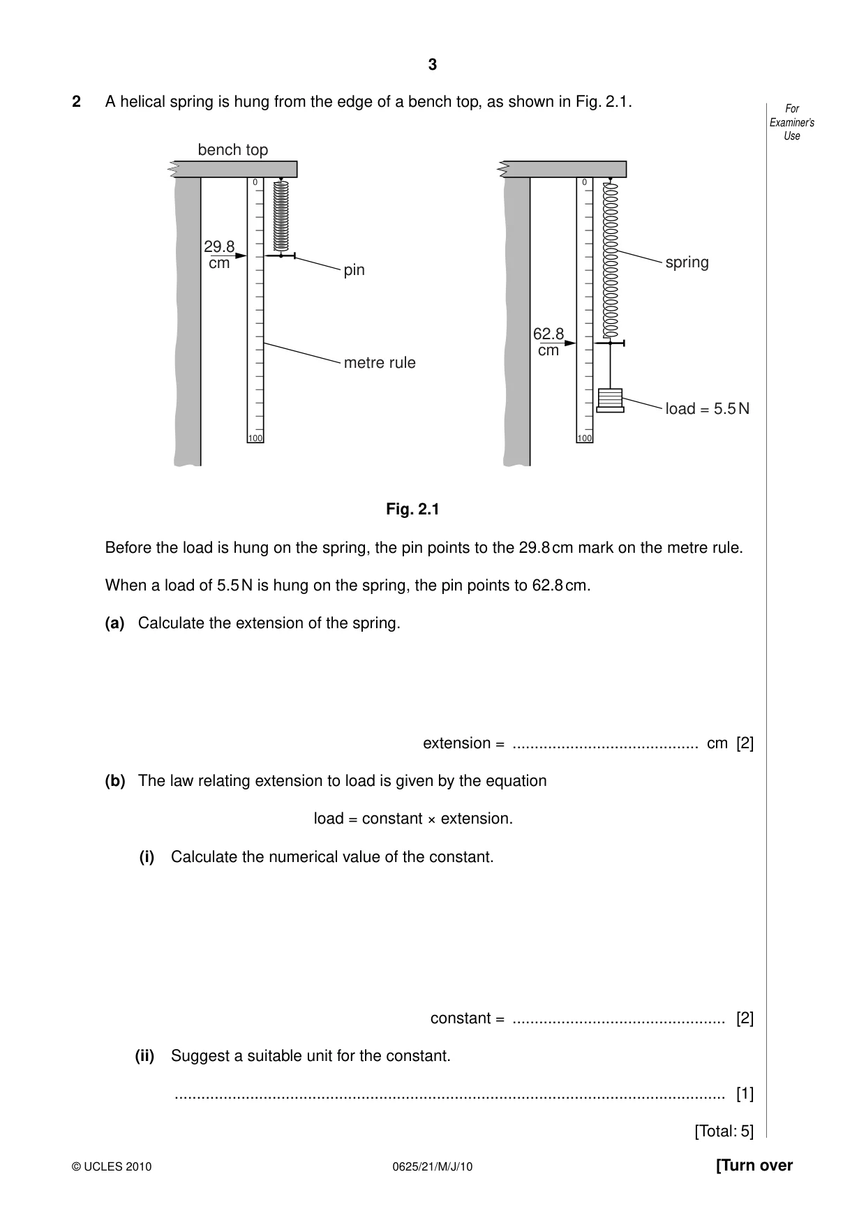 Cambridge IGCSE Physics 0625 2010 May/June Paper 2 · Variant 1 question paper, page 3 of 20
