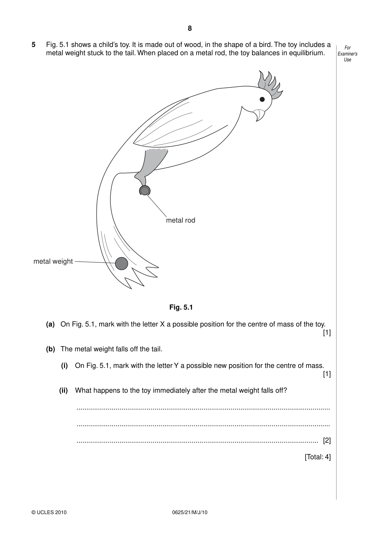 Cambridge IGCSE Physics 0625 2010 May/June Paper 2 · Variant 1 question paper, page 8 of 20