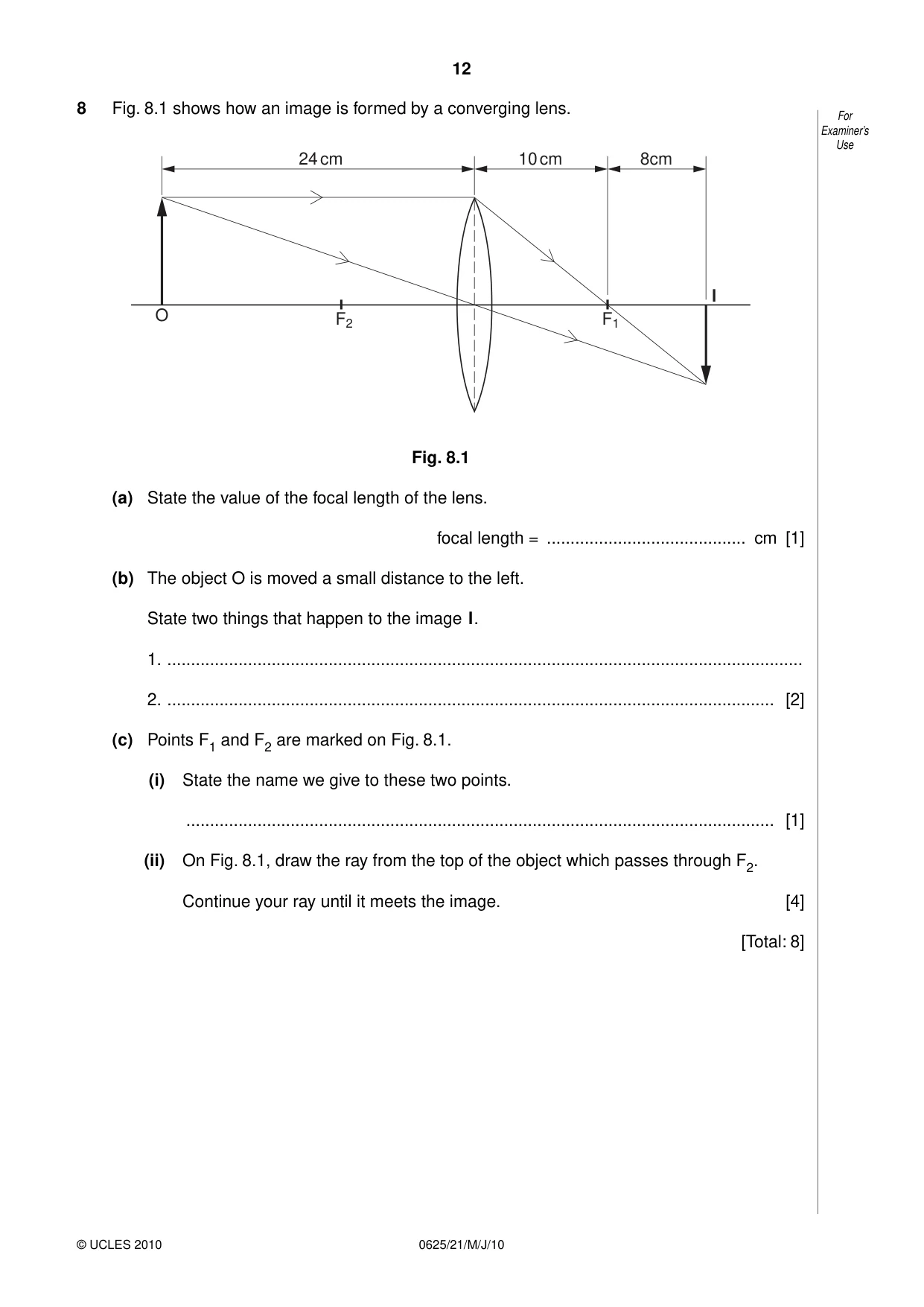 Cambridge IGCSE Physics 0625 2010 May/June Paper 2 · Variant 1 question paper, page 12 of 20