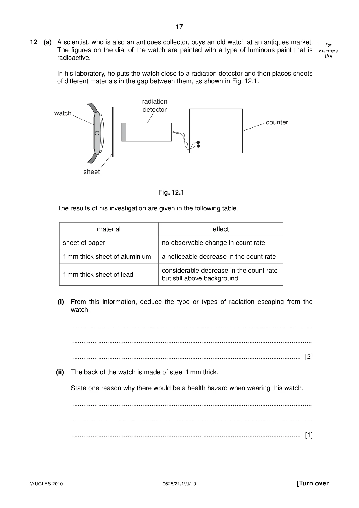 Cambridge IGCSE Physics 0625 2010 May/June Paper 2 · Variant 1 question paper, page 17 of 20