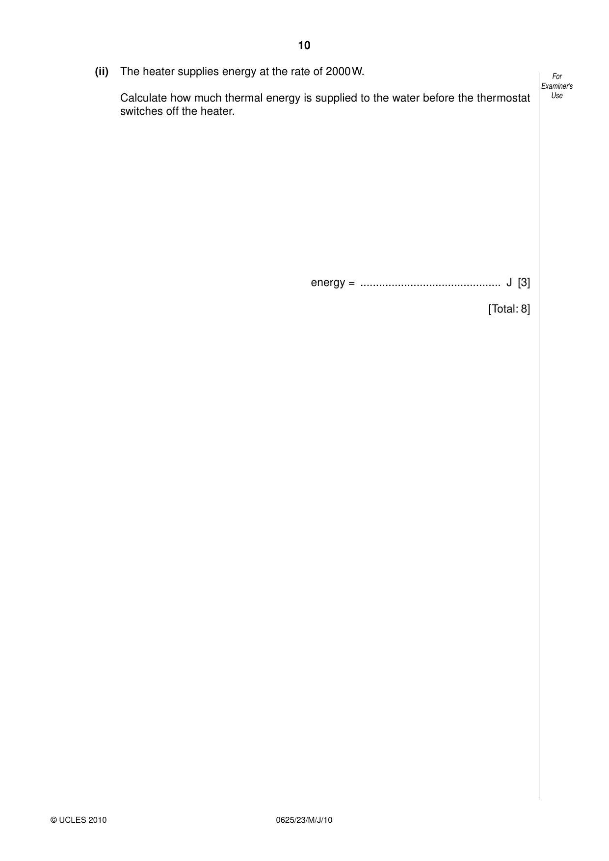 Cambridge IGCSE Physics 0625 2010 May/June Paper 2 · Variant 3 question paper, page 10 of 24