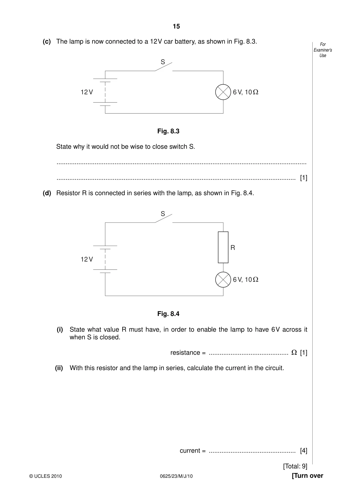Cambridge IGCSE Physics 0625 2010 May/June Paper 2 · Variant 3 question paper, page 15 of 24