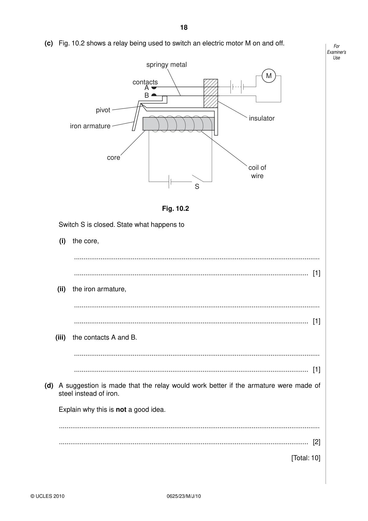 Cambridge IGCSE Physics 0625 2010 May/June Paper 2 · Variant 3 question paper, page 18 of 24