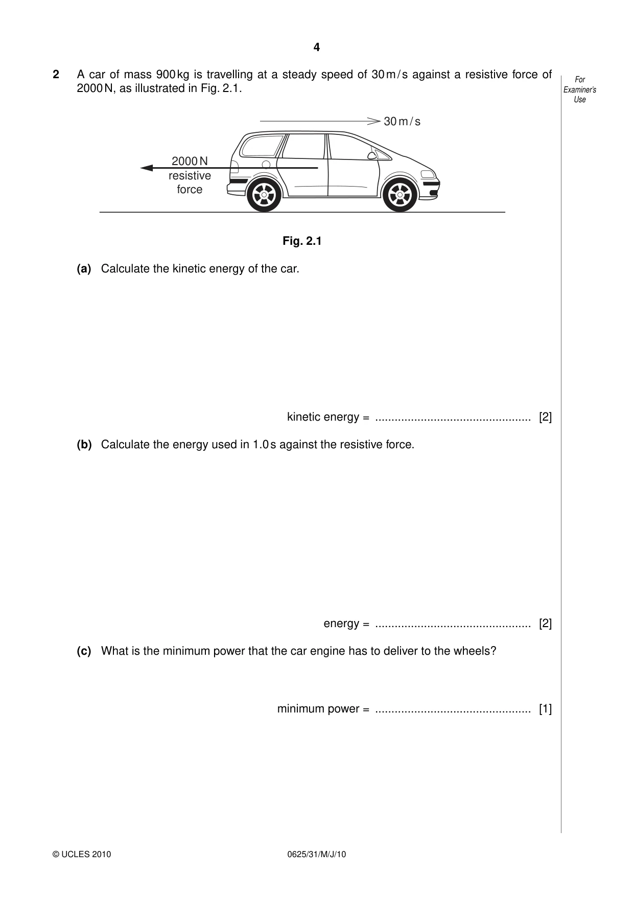 Cambridge IGCSE Physics 0625 2010 May/June Paper 3 · Variant 1 question paper, page 4 of 20