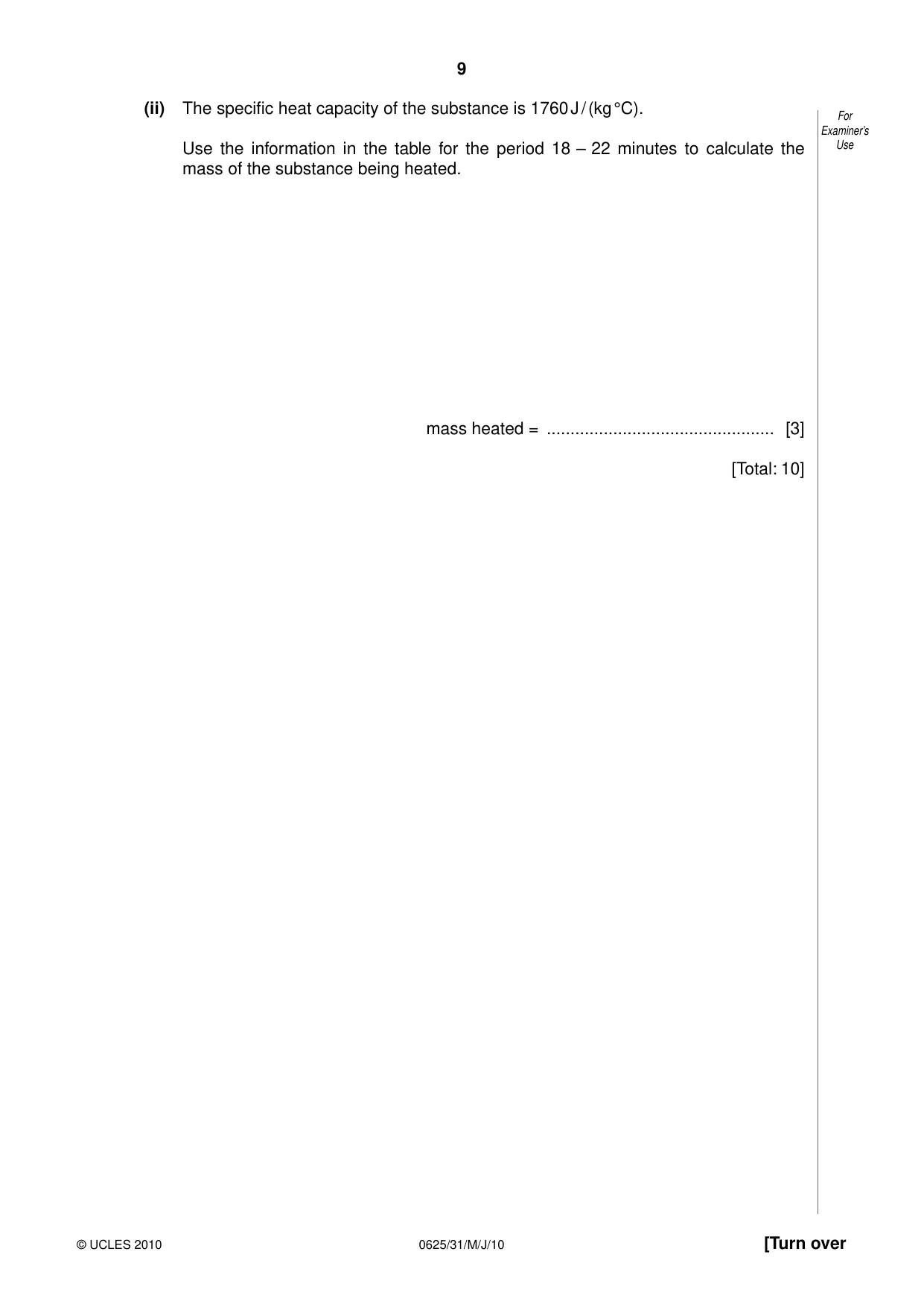 Cambridge IGCSE Physics 0625 2010 May/June Paper 3 · Variant 1 question paper, page 9 of 20