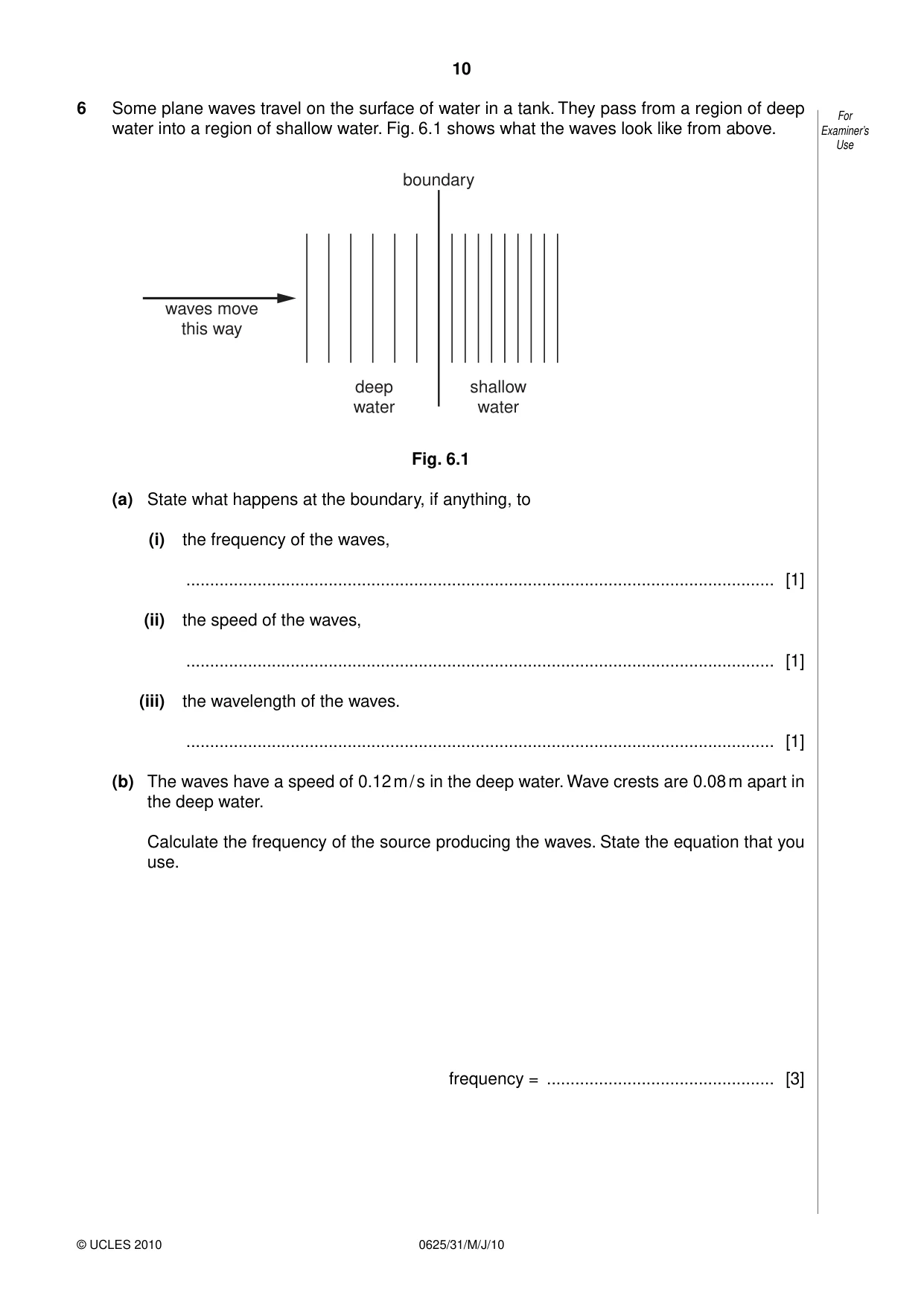 Cambridge IGCSE Physics 0625 2010 May/June Paper 3 · Variant 1 question paper, page 10 of 20
