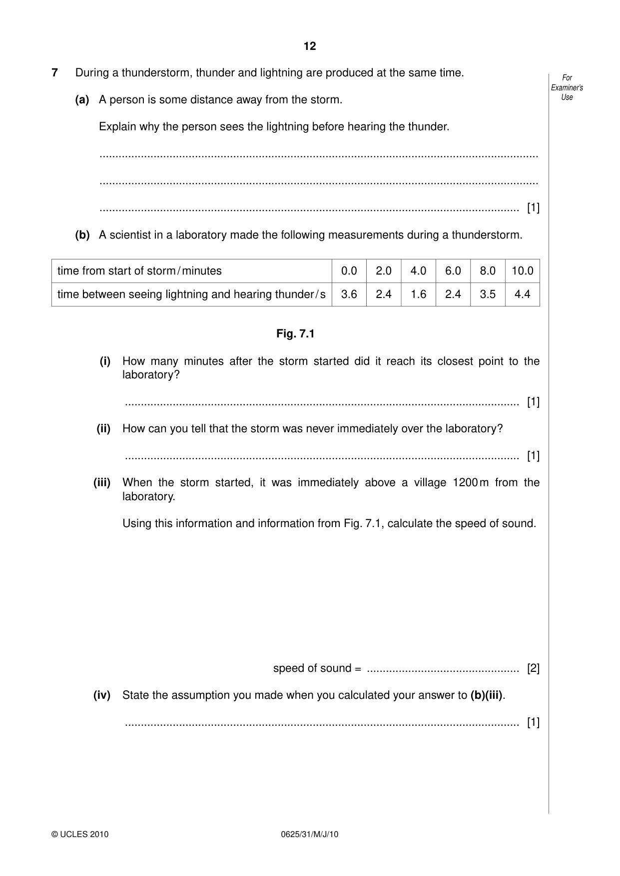 Cambridge IGCSE Physics 0625 2010 May/June Paper 3 · Variant 1 question paper, page 12 of 20