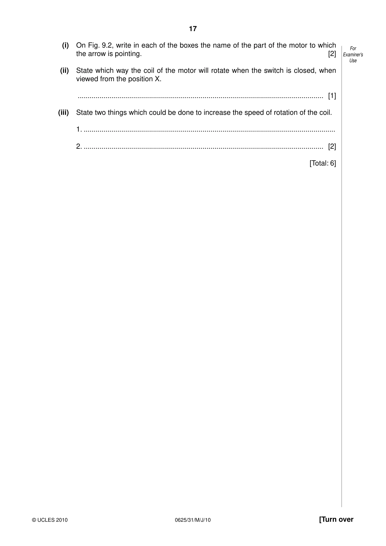 Cambridge IGCSE Physics 0625 2010 May/June Paper 3 · Variant 1 question paper, page 17 of 20