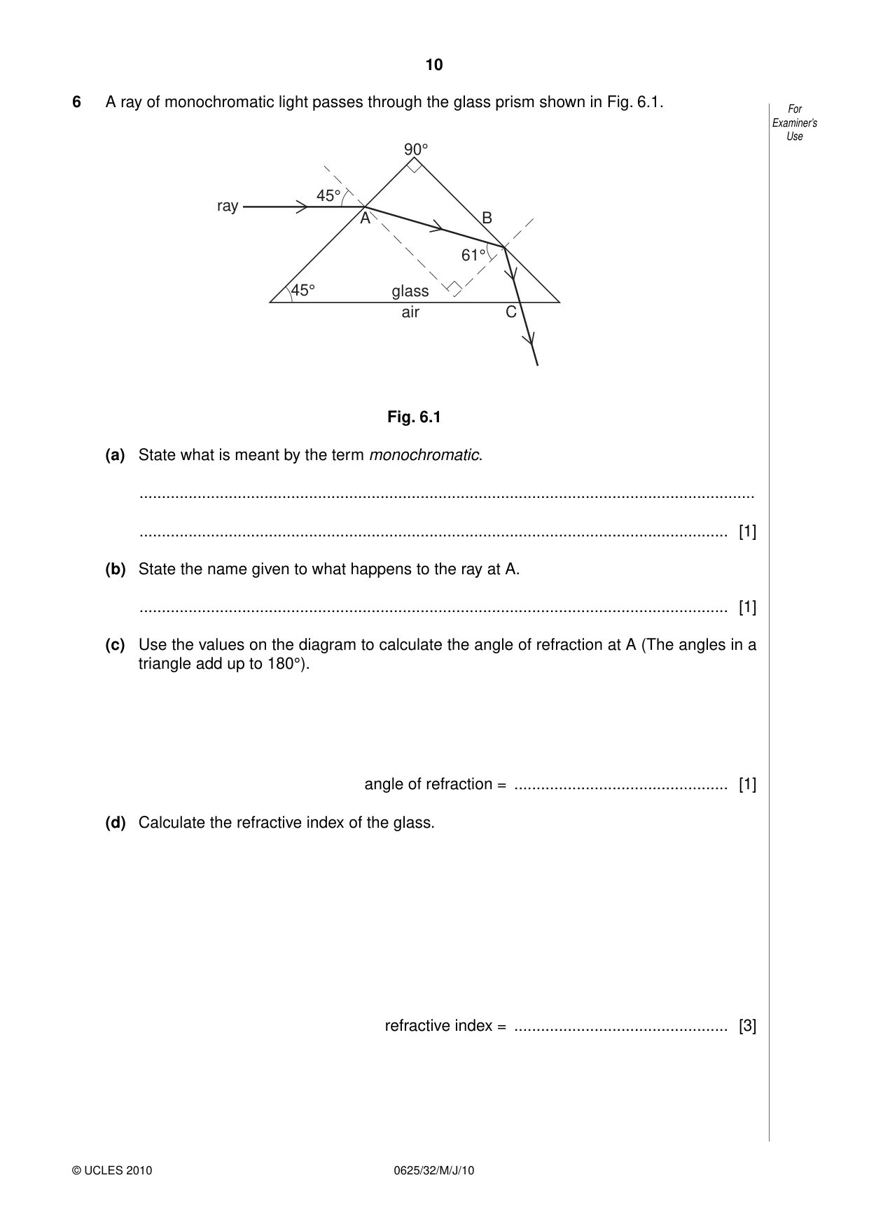 Cambridge IGCSE Physics 0625 2010 May/June Paper 3 · Variant 2 question paper, page 10 of 20