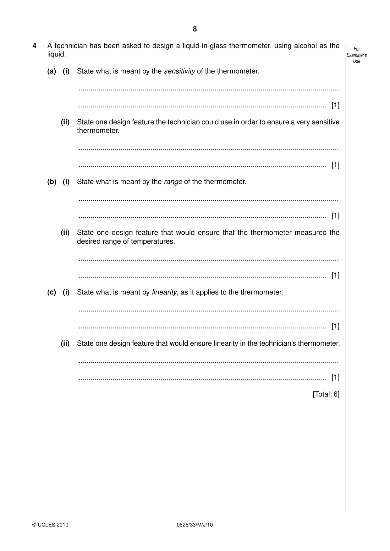 Cambridge IGCSE Physics 0625 2010 May/June Paper 3 · Variant 3 question paper, page 8 of 20