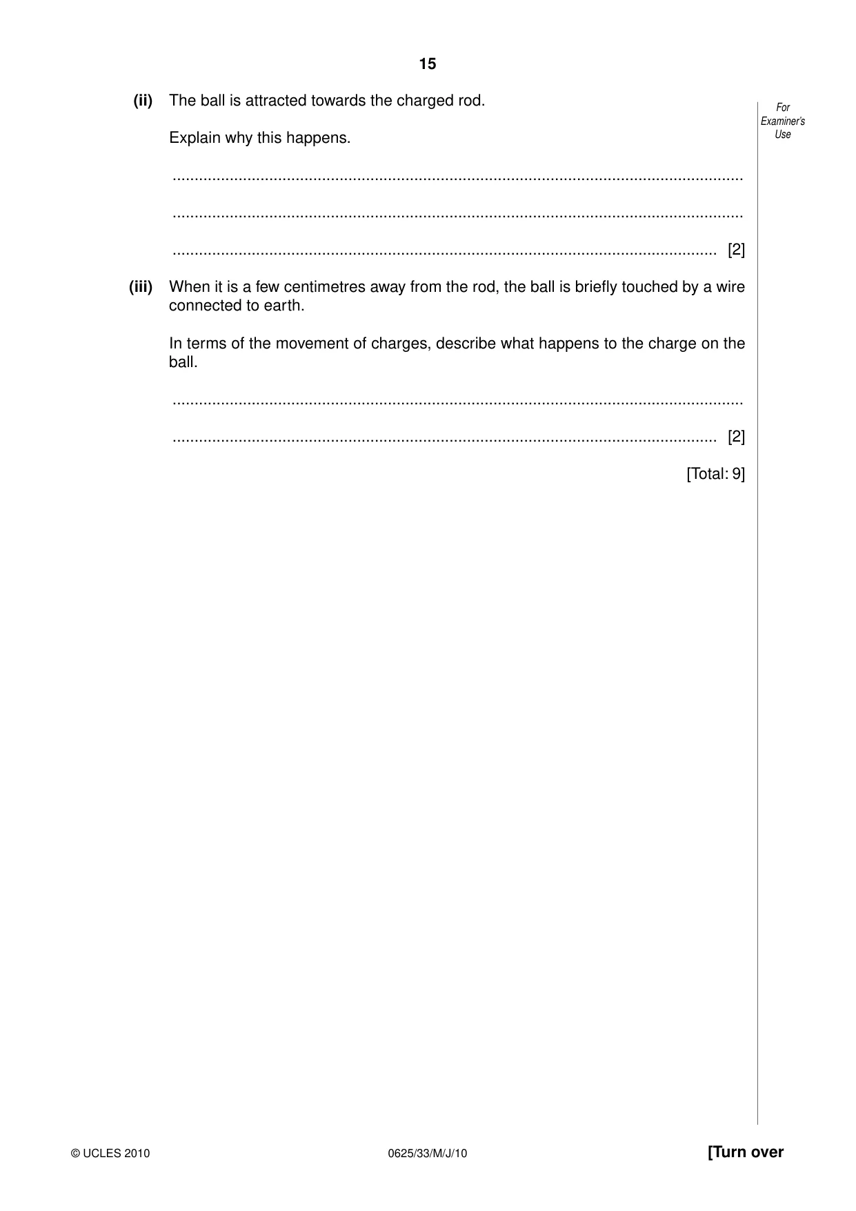 Cambridge IGCSE Physics 0625 2010 May/June Paper 3 · Variant 3 question paper, page 15 of 20