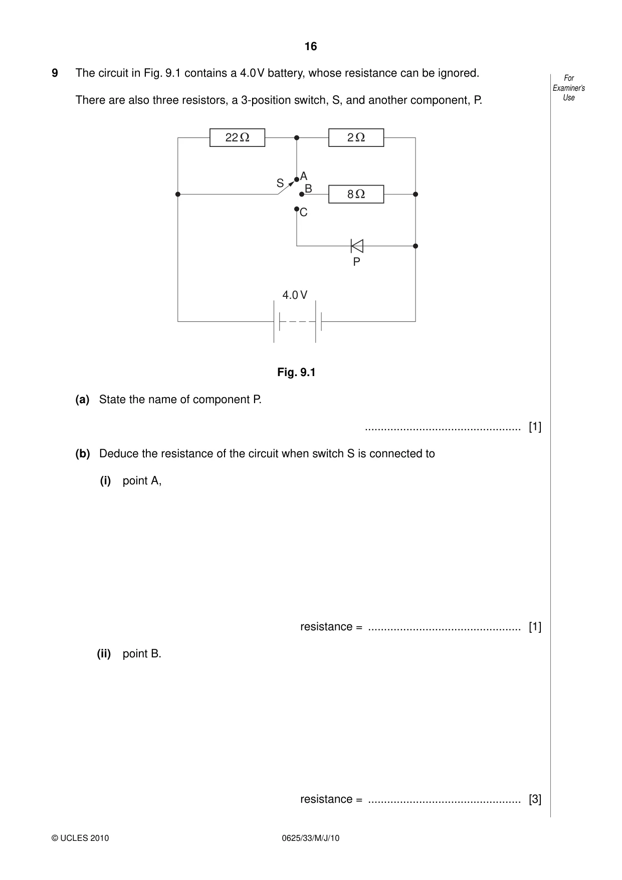 Cambridge IGCSE Physics 0625 2010 May/June Paper 3 · Variant 3 question paper, page 16 of 20