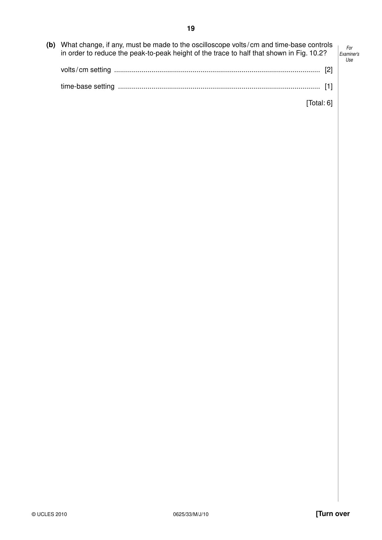 Cambridge IGCSE Physics 0625 2010 May/June Paper 3 · Variant 3 question paper, page 19 of 20