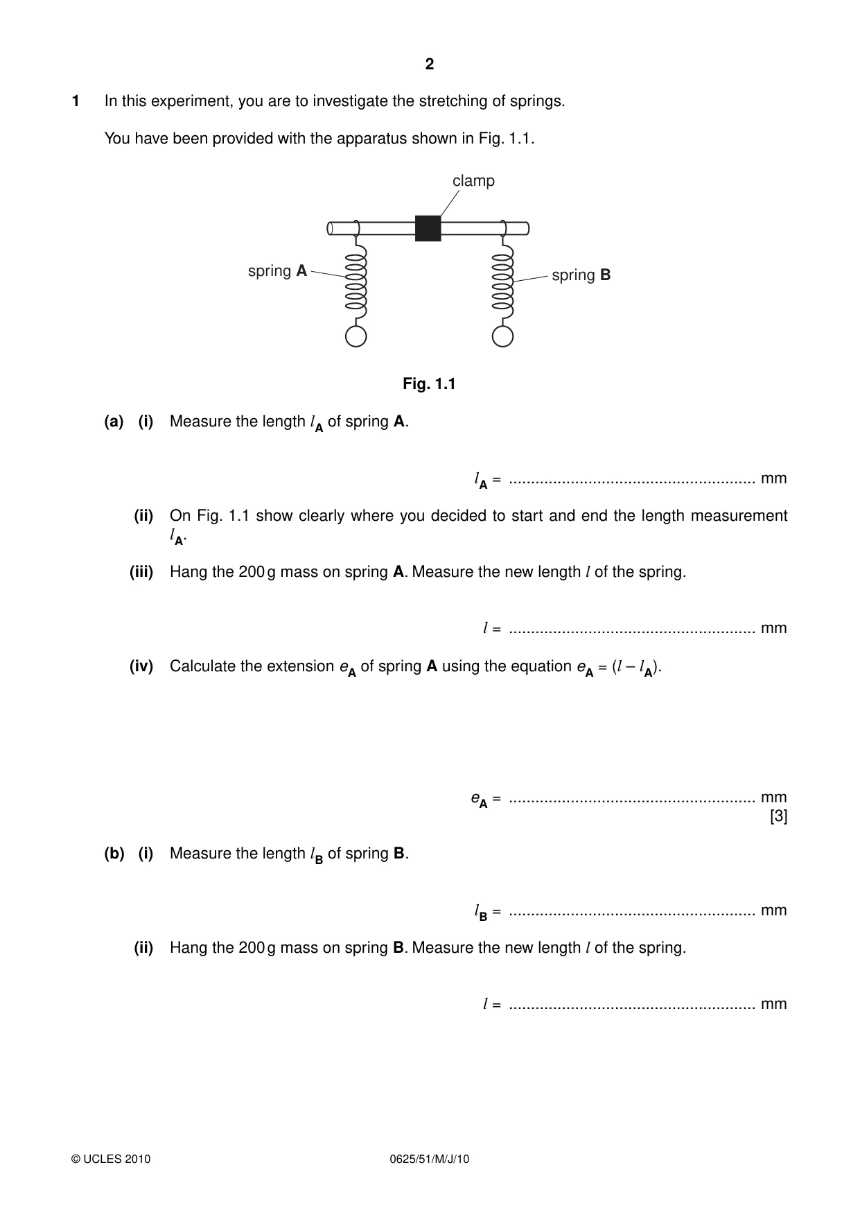 Cambridge IGCSE Physics 0625 2010 May/June Paper 5 · Variant 1 question paper, page 2 of 12