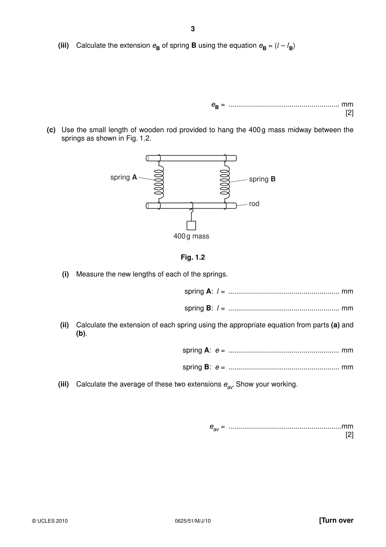 Cambridge IGCSE Physics 0625 2010 May/June Paper 5 · Variant 1 question paper, page 3 of 12