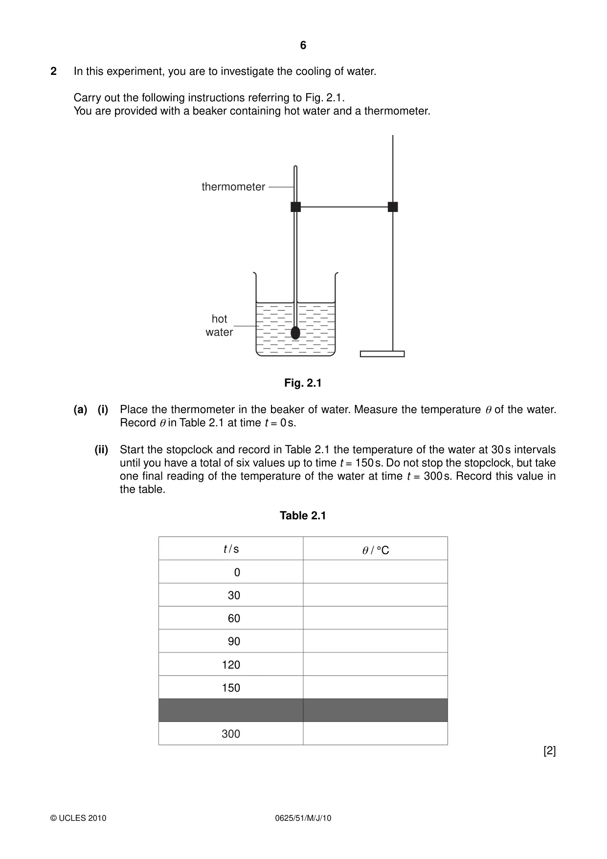 Cambridge IGCSE Physics 0625 2010 May/June Paper 5 · Variant 1 question paper, page 6 of 12