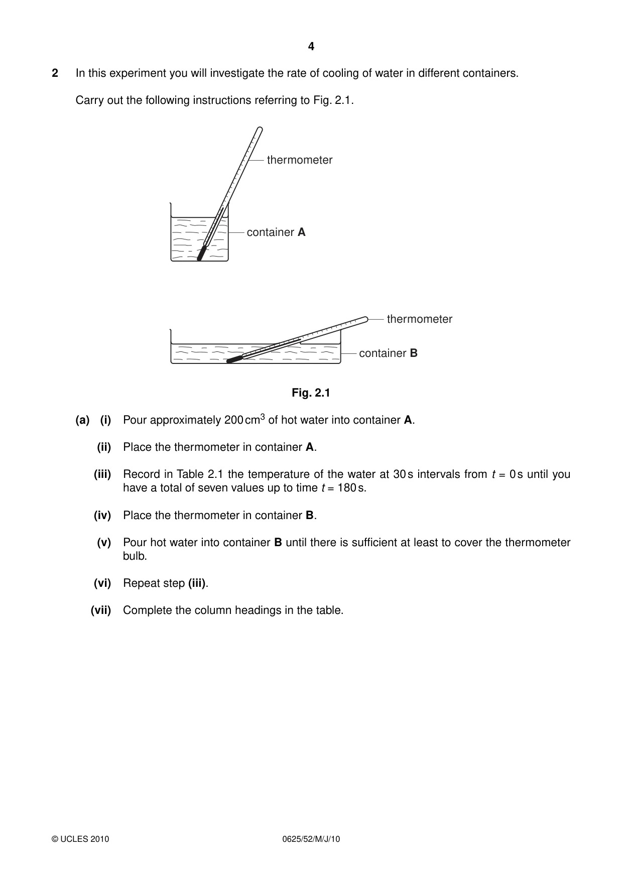 Cambridge IGCSE Physics 0625 2010 May/June Paper 5 · Variant 2 question paper, page 4 of 12