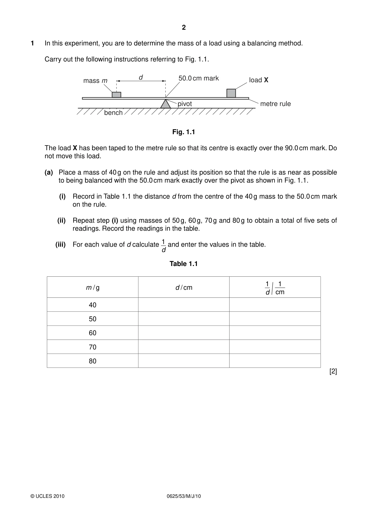 Cambridge IGCSE Physics 0625 2010 May/June Paper 5 · Variant 3 question paper, page 2 of 12