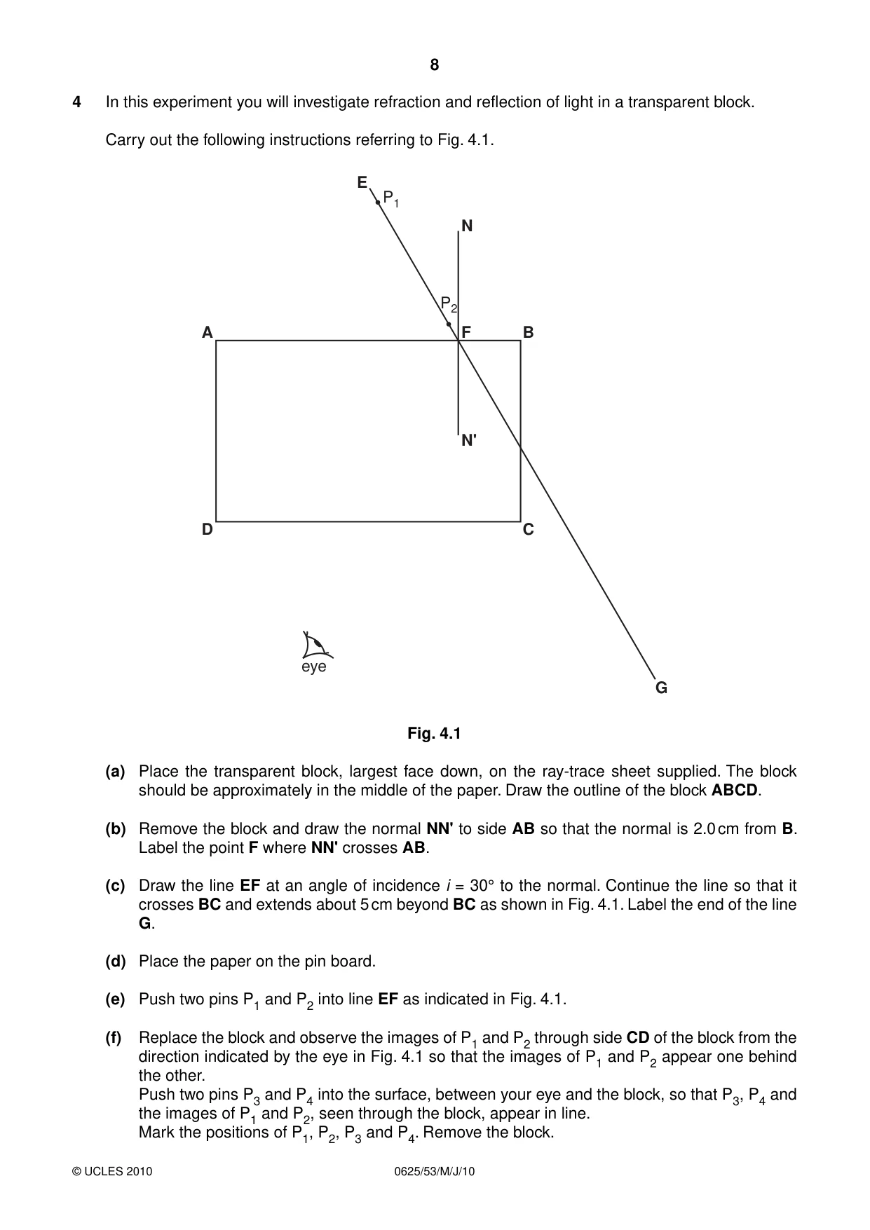 Cambridge IGCSE Physics 0625 2010 May/June Paper 5 · Variant 3 question paper, page 8 of 12