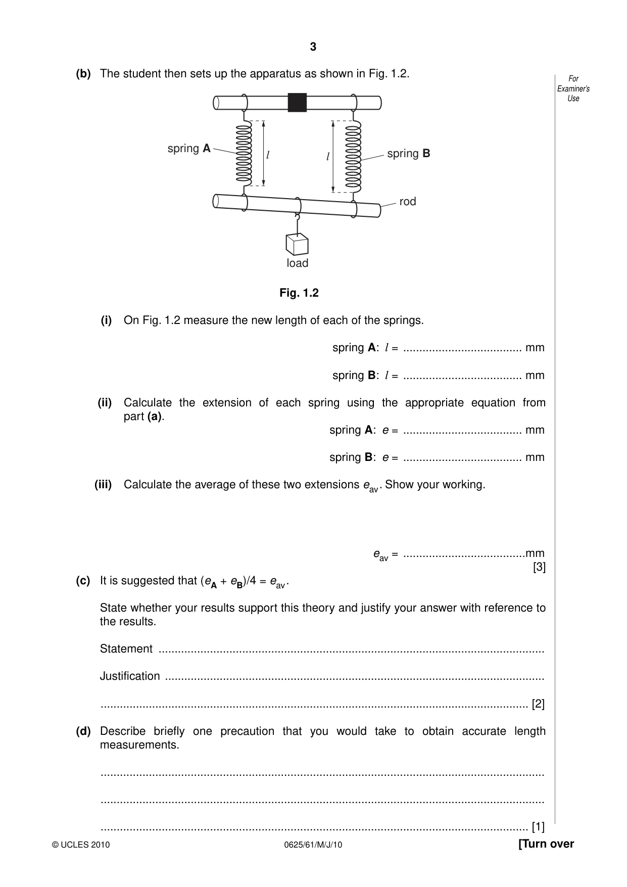 Cambridge IGCSE Physics 0625 2010 May/June Paper 6 · Variant 1 question paper, page 3 of 12